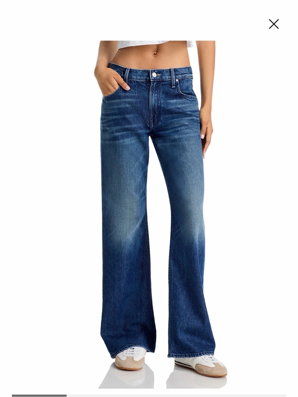 MOTHER Dark Blue High-Rise Wide-Leg Jeans